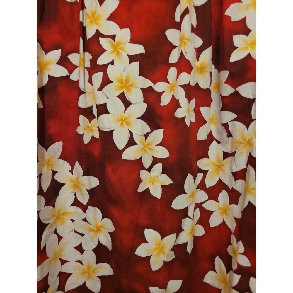 Vintage Tropical Eve Hawaii Hawaiian Luau Baby Doll Dress Floral Midi Size M Red - Picture 6 of 8